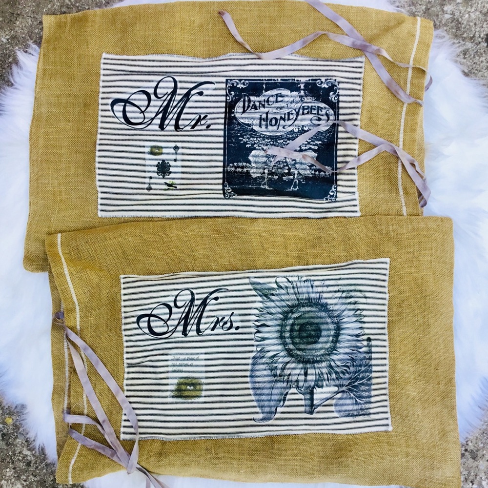 Mr. & Mrs. Soft Burlap Shabby Chic Pillow Covers